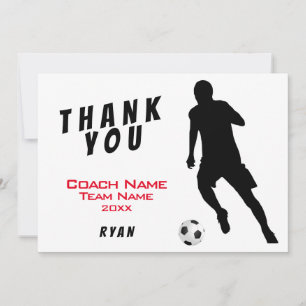 Soccer Red Thank you Coach Card
