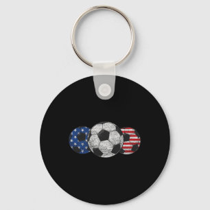 Soccer Red White Blue American Flag 4th Of July Key Ring