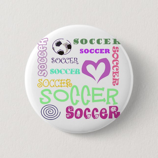 Soccer Repeating 6 Cm Round Badge (Front)