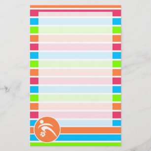 Soccer; Retro Neon Rainbow Stationery