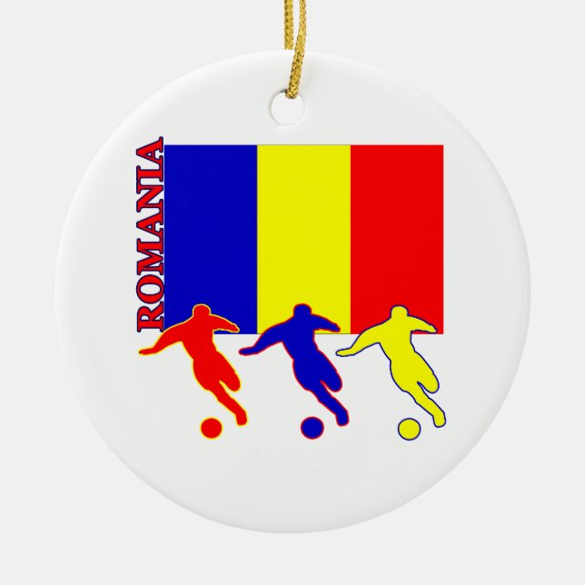 Soccer Romania Ceramic Tree Decoration (Front)
