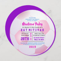 SOCCER ROUND GIRLS Bat Mitzvah Invitation