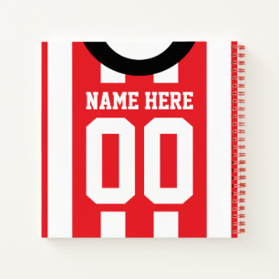 Soccer Rugby Red Stripes Custom Jersey Notebook