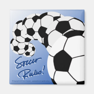 SOCCER RULES Sq Magnet/Blue Magnet