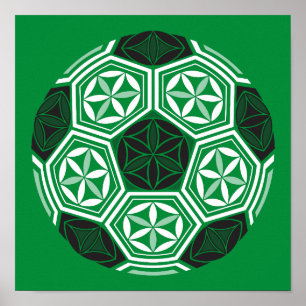 soccer sacred geometry green poster