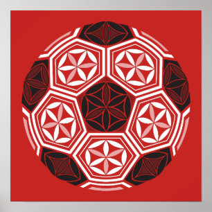 soccer sacred geometry red poster