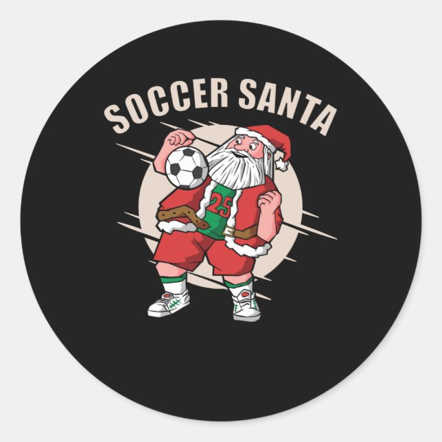 Soccer Santa Classic Round Sticker (Front)