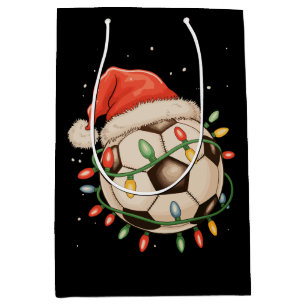Soccer Santa Hat Christmas Xmas Sports Holiday Medium Gift Bag