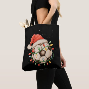 Soccer Santa Hat Christmas Xmas Sports Holiday Tote Bag