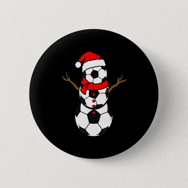 Soccer Santa Hat Snowman Xmas Funny Soccer Lover C 6 Cm Round Badge (Front)