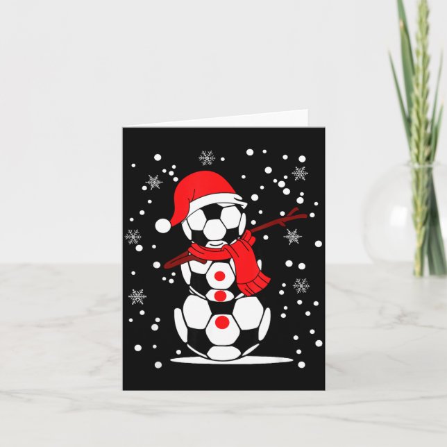 Soccer Santa Hat Snowman Xmas Funny Soccer Lover C Card (Front)
