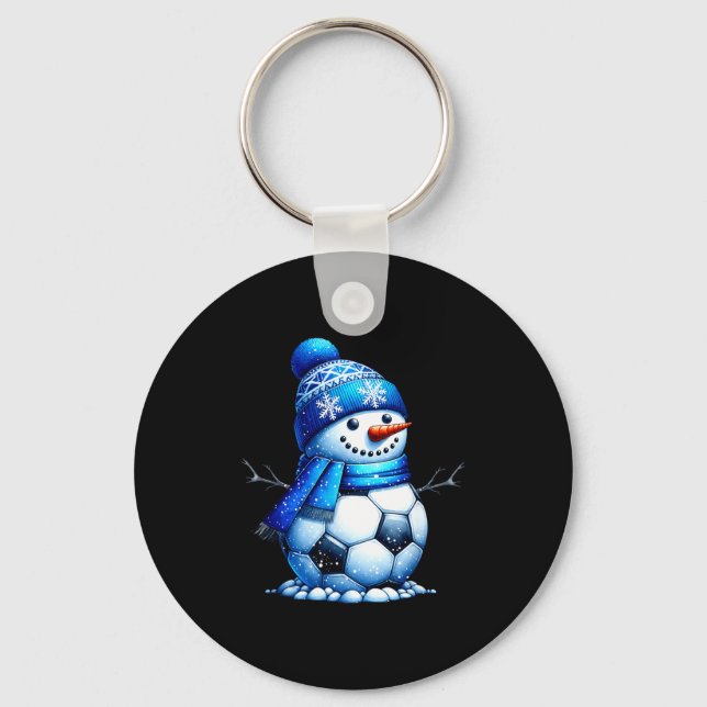 Soccer Santa Hat Snowman Xmas Funny Soccer Lover C Key Ring (Front)