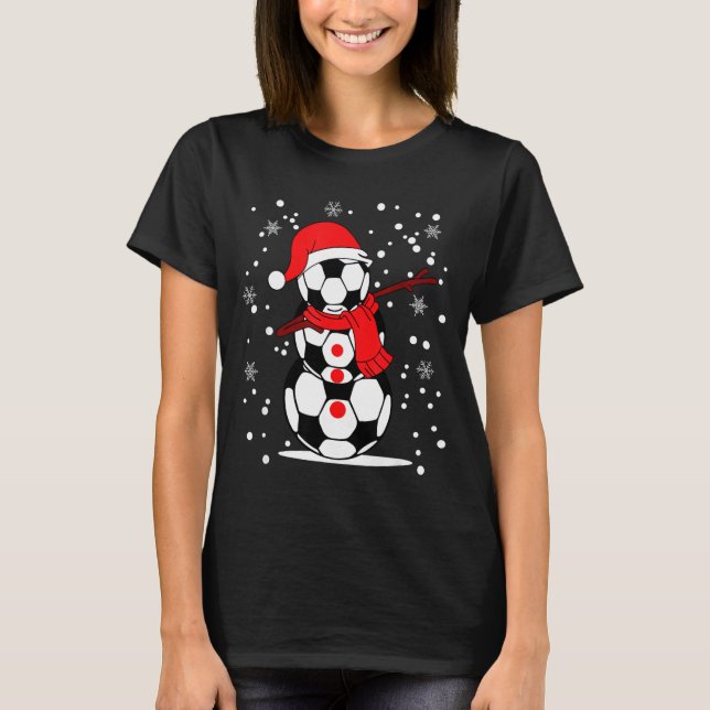Soccer Santa Hat Snowman Xmas Funny Soccer Lover C T-Shirt (Front)
