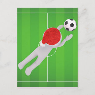 soccer santa holiday postcard