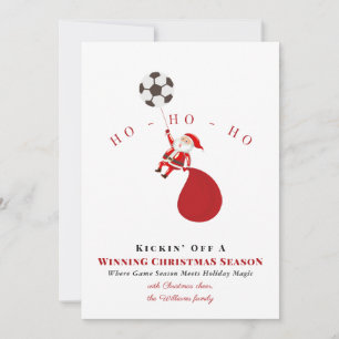Soccer Santa Kickin Off a Winning Christmas Season Holiday Card