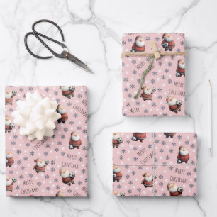 Soccer Santa on Light Pink Wrapping Paper Sheet