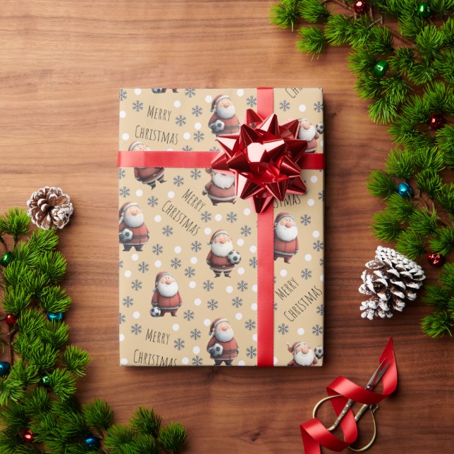 Soccer Santa on Sand Wrapping Paper (Holiday Gift)