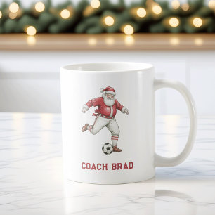 Soccer Santa Personalised Christmas Coffee Mug