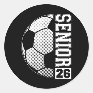 Soccer Senior 26 Cl Of 2026 Grad Classic Round Sticker