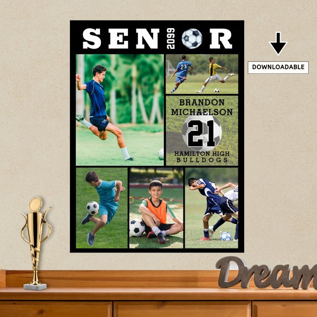 Soccer Senior Graduation 6 Photo Collage Poster (Creator Uploaded)
