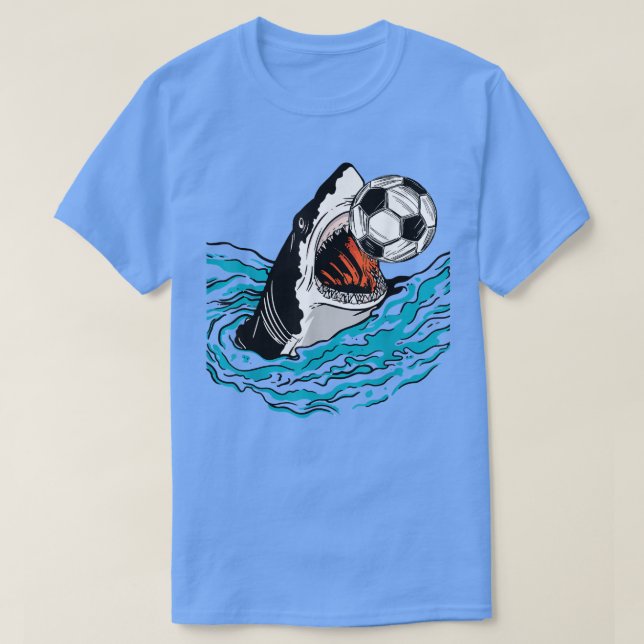 Soccer Shark Playing Ball Cool Animal Sports Lover T-Shirt (Design Front)