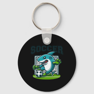 Soccer Shark Playing Soccer  Key Ring