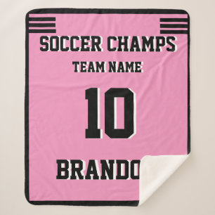 Soccer Sherpa Blanket pink white black love sport