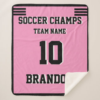 Soccer Sherpa Blanket pink white black love sport