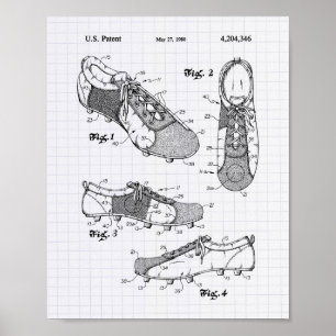 Soccer Shoe 1980 Patent Art - Lined Peper Poster