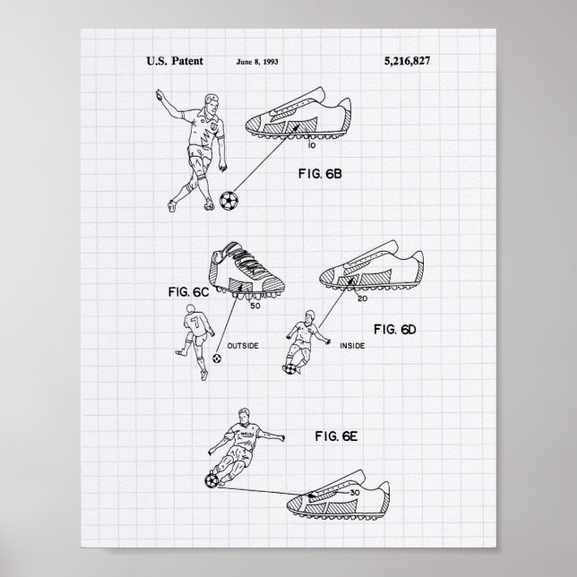 Soccer Shoes 1993 Patent Art - Lined Peper Poster (Front)