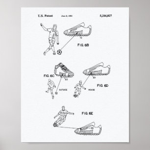 Soccer Shoes 1993 Patent Art - White Paper Poster