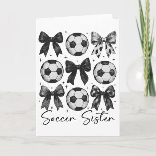 Soccer Sister Funny Coquette Bow Soccer Sister _2 Card