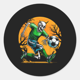 Soccer Skeleton Halloween Footll Spooky Boys Socce Classic Round Sticker