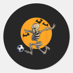 Soccer Skeleton Halloween Men Boys Soccer Player H Classic Round Sticker