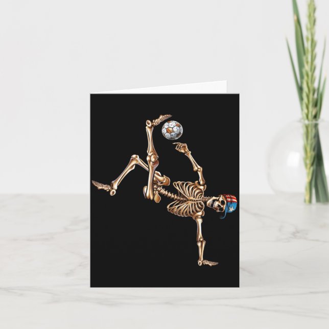 Soccer Skeleton Player Bicycle Kick Sport Hallowee Card (Front)