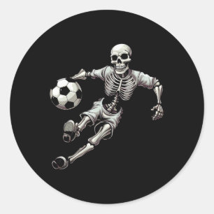 Soccer Skeleton Playing Soccer Halloween Skull Lov Classic Round Sticker