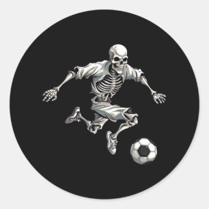 Soccer Skeleton Playing Soccer Halloween Skull Lov Classic Round Sticker