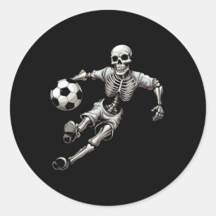 Soccer Skeleton Playing Soccer Halloween Skull Lov Classic Round Sticker