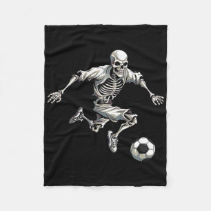 Soccer Skeleton Playing Soccer Halloween Skull Lov Fleece Blanket
