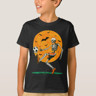 Soccer Skeleton Spooky Footll Boys Halloween Socce T-Shirt
