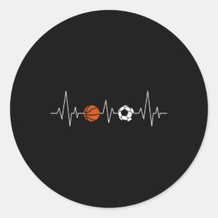 Soccer Sketll Heartbeat Funny Sport Classic Round Sticker