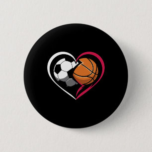 Soccer Sketll Ll Heart Sports Lover Valentines Day 6 Cm Round Badge