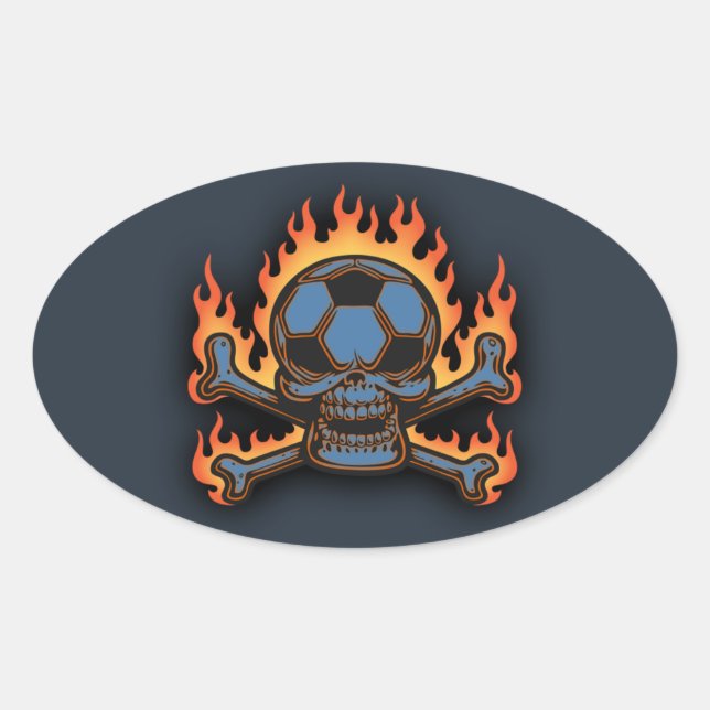 Soccer Skull III Oval Sticker (Front)