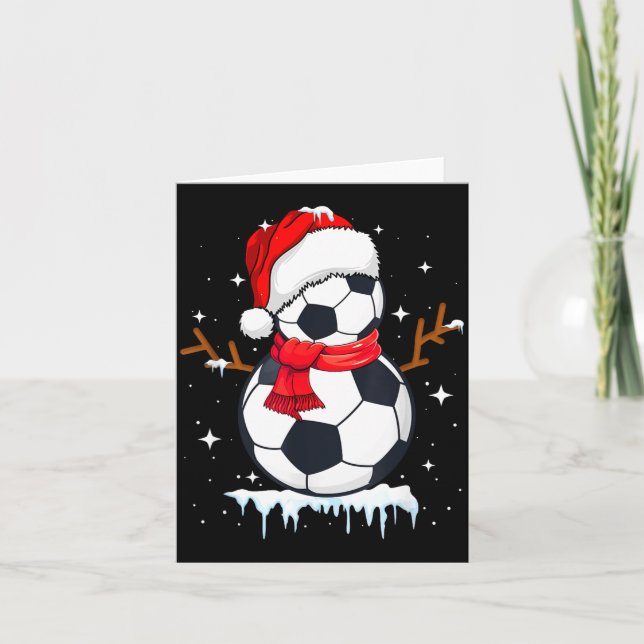 Soccer Snowman Apparel, Funny Santa Christmas Men  Card (Front)