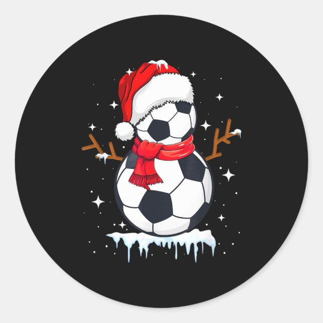 Soccer Snowman Apparel, Funny Santa Christmas Men  Classic Round Sticker (Front)