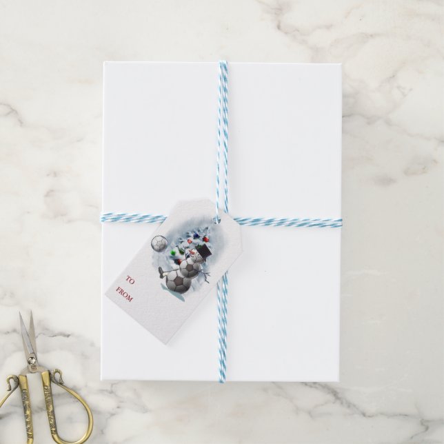 Soccer Snowman Christmas Gift Tags (With Twine)