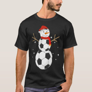 Soccer Snowman Christmas Snow Santa Hat Scarf  Hol T-Shirt