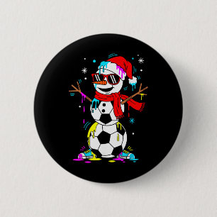 Soccer Snowman Drip Funny Cool Christmas Men Boys 6 Cm Round Badge