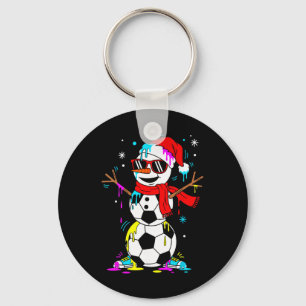 Soccer Snowman Drip Funny Cool Christmas Men Boys Key Ring
