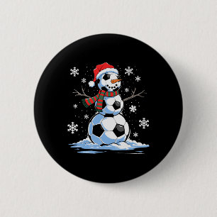 Soccer Snowman Soccer Player Santa Hat Christmas F 6 Cm Round Badge